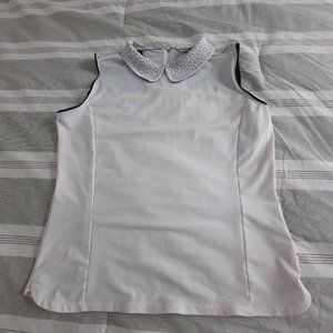 Lady Hagen White Sleeveless Tank with Peter Pan Collar